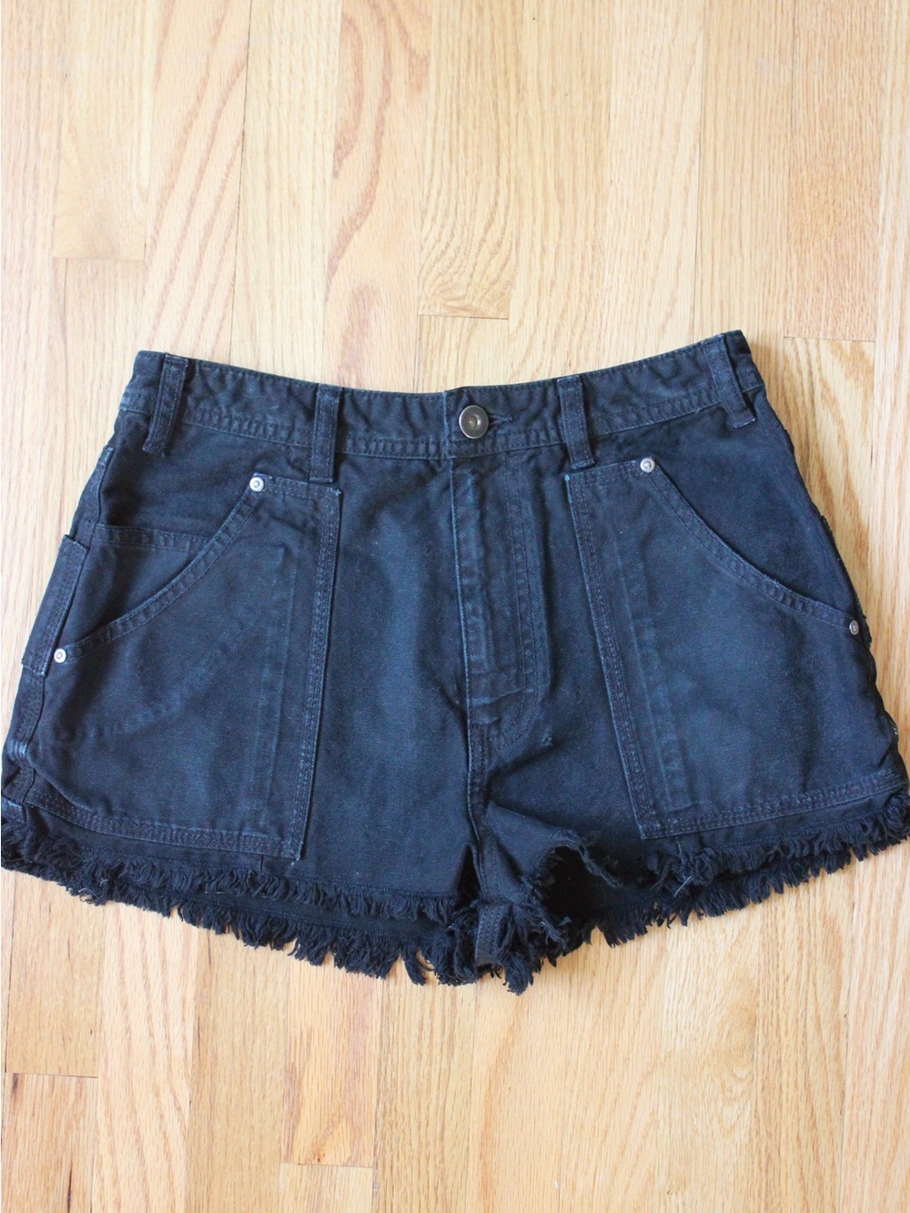 Free People Black High Rise GET FAR OUT CUT OFF Denim Sz 4